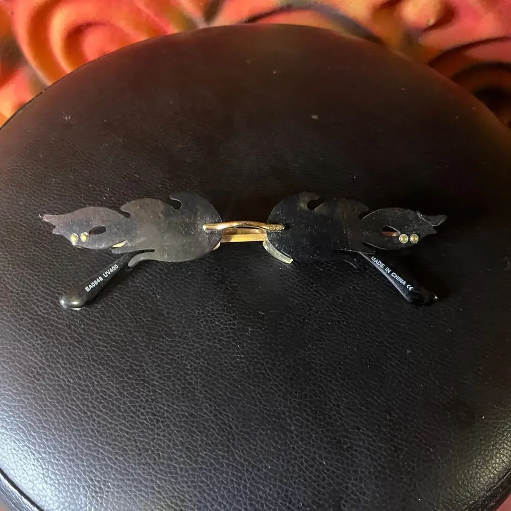womens black gold fire flame Lens sunglasses urban retro fashion